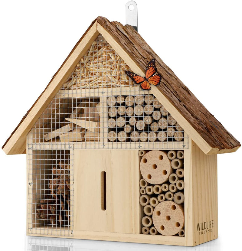 I Insect Hotel with Metal Roof Untreated Insect House Made of Natural Wood