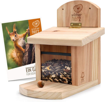 WILD ANIMAL HEART I SQUIRREL FEEDING HOUSE WEATHERPROOF I MADE OF SCREWED SOLID WOOD FEEDING STATION I FEEDING STATION SQUIRREL KOBEL