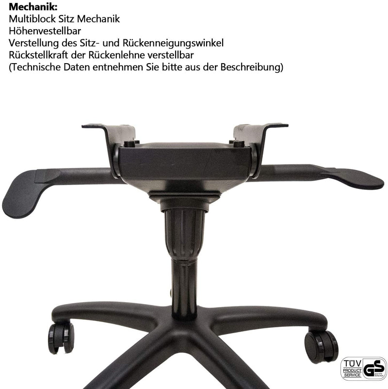 OFFICEWORLD RANGE OFFICE CHAIR BASE COMFORT BLACK WITH ALUMINUM BASE - MULTIBLOCK MECHANICS REPLACEMENT FRAME COMPLETE SET TÜV & GS TESTED