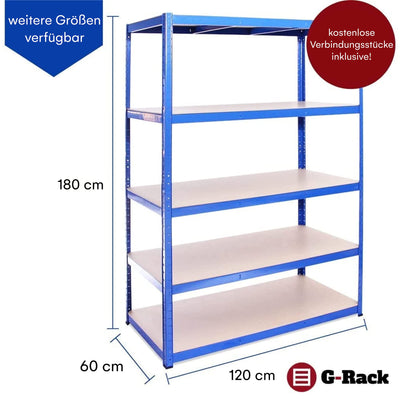 Grack Heavy Duty Shelf1 Blue Storage Shelf 5 Compartments For Basement Workshop