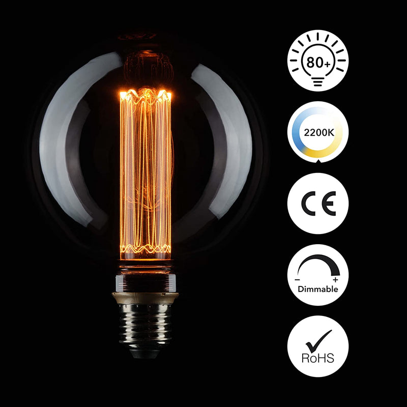 3x Smoky Edison Illusion Filament Light Bulb E27 Socket Dimmable 35w 1800k