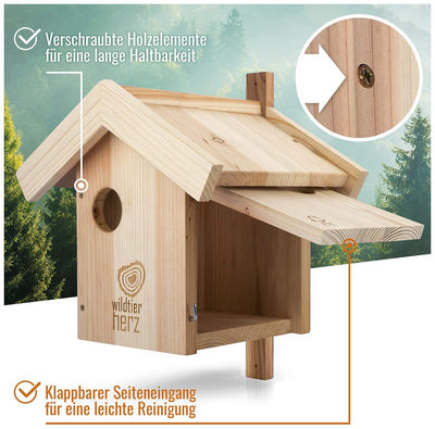 WILD ANIMAL HEART I SQUIRREL KOBEL – NEST FOR SQUIRRELS MADE OF SCREWED SOLID WOOD