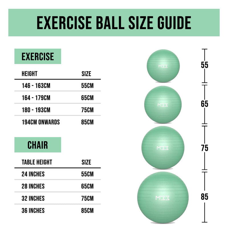 Exercise Ball 55 to 85 Cm Extra Thick Antiburst Yoga Ball with Air Pump