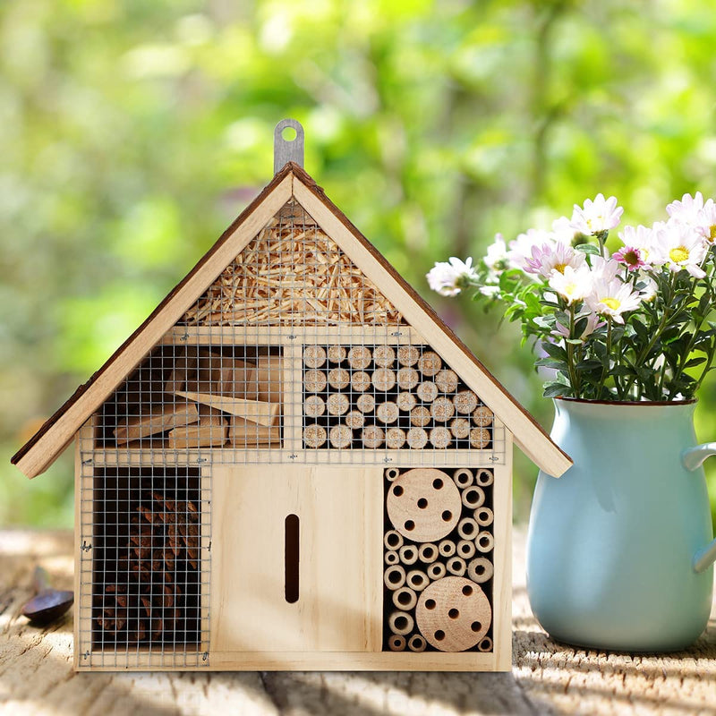 I Insect Hotel with Metal Roof Untreated Insect House Made of Natural Wood