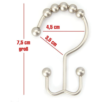 Shower curtain rings hook chrome finish 18/8 stainless steel double hook