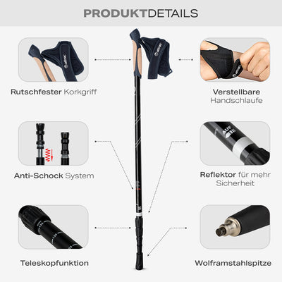 Hiking poles Click Go trekking poles with anti-shock cushioning I running poles