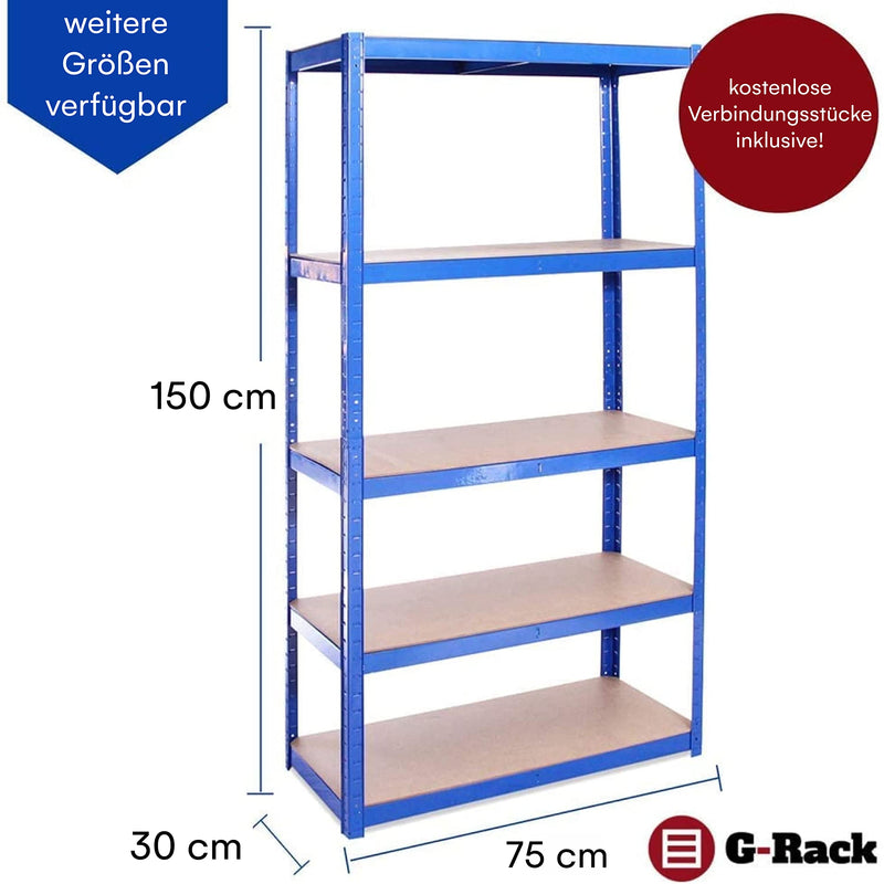 Grack Heavy Duty Shelf1 Blue Storage Shelf 5 Compartments For Basement Workshop