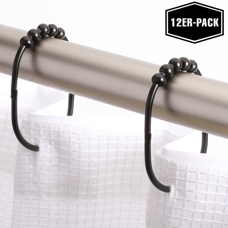 Wide shower curtain rings hooks stainless steel set of 12