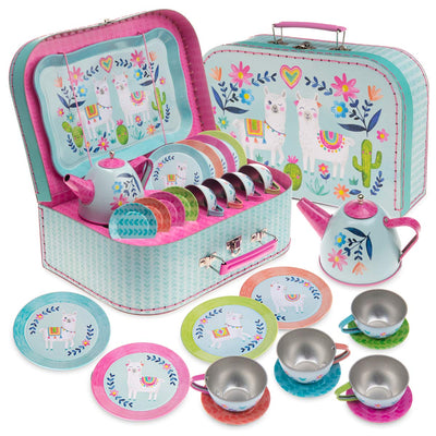 Children's play tin tea set carrying bag children's tableware play kitchen 15