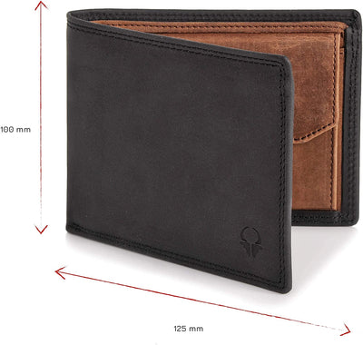 DONBOLSO WALLET ZURICH I LARGE LEATHER WALLET FOR MEN I WALLET AND RFID PROTECTION I WALLET WITH COIN COMPARTMENT I WALLET FOR MEN I VINTAGE BLACK