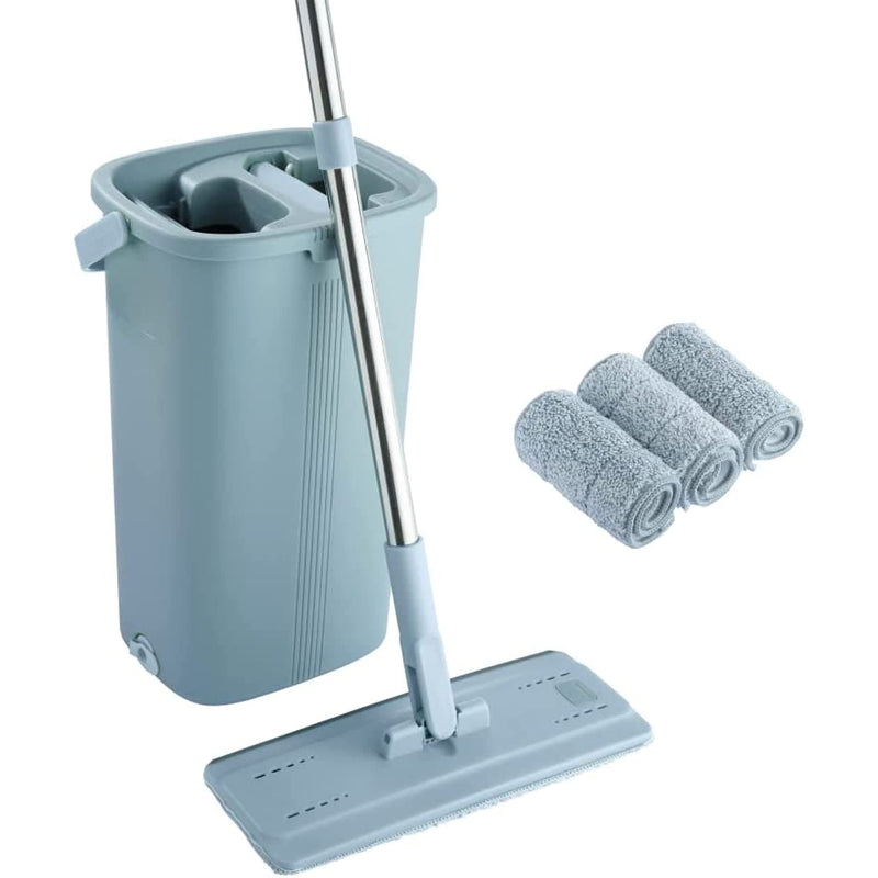 Mop And Bucket Set Flat Microfiber Mop With Stainless Steel Handle