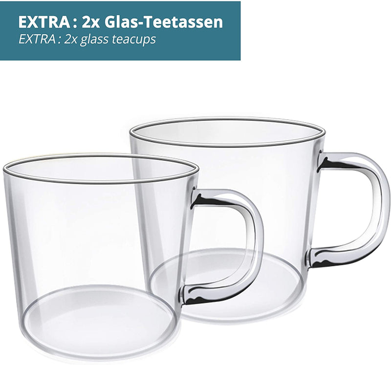 SMARTPEAS GLASS TEAPOT - 1500 ML CAPACITY - REMOVABLE STAINLESS STEEL FILTER & SPOUT