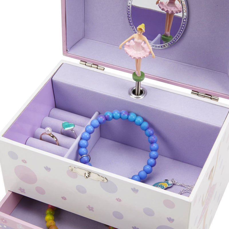 Musical jewelry box with 2 pull-out drawers glitter