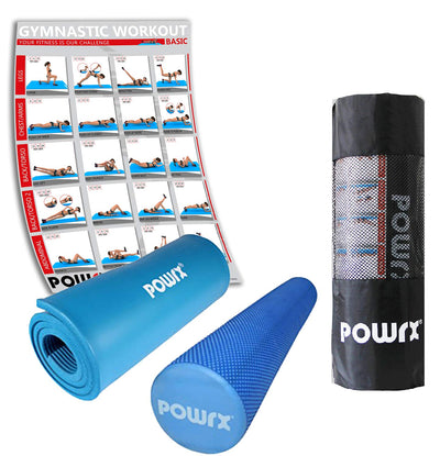 Yoga Set Including Workout I Yoga Roll Blue 90 x 15 cm Gymnastics Mat Blue 190