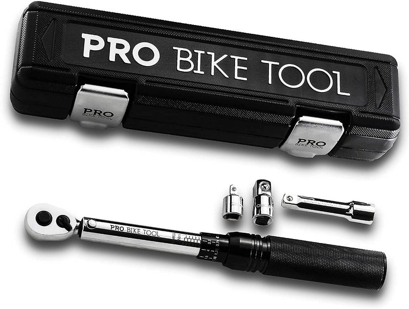 PRO BIKE TOOL 3/8 INCH DRIVE CLICK TORQUE WRENCH SET 10 TO 60 NM - BICYCLE MAINTENANCE KIT FOR ROAD AND MOUNTAIN BIKES