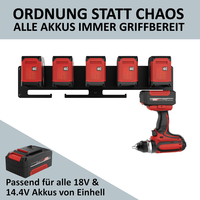 MEISTERGUT ® PREMIUM WALL MOUNT FOR EINHELL BATTERIES MADE OF SOLID STEEL [MADE IN GERMANY]