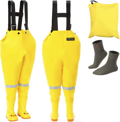 Waterproof waders for children with rubber boots yellow size 20/21 ideal