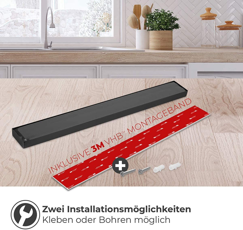 Professional kitchen magnetic strip without drilling for knives 40cm made of high quality