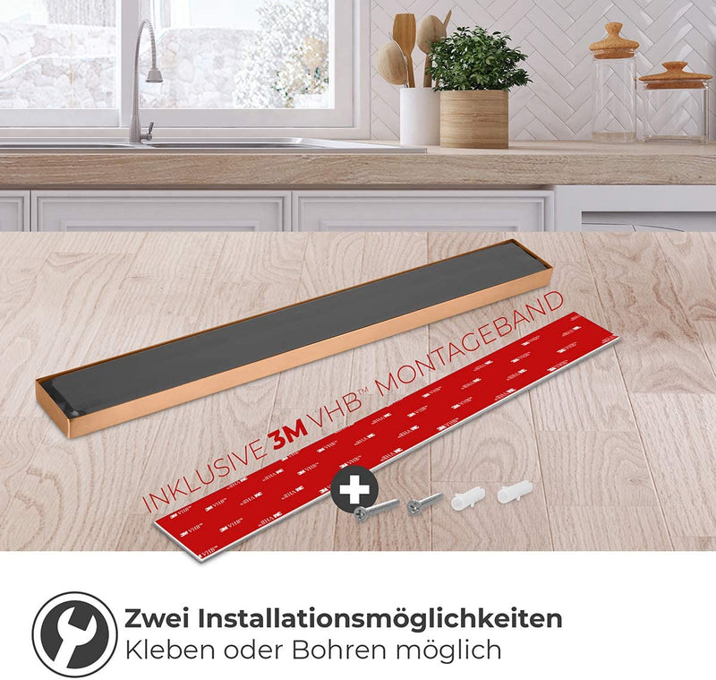 Professional kitchen magnetic strip without drilling for knives 40cm made of high quality