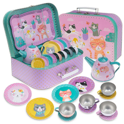 Children's play tin tea set carrying bag children's tableware play kitchen 15