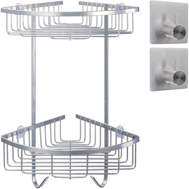 SMARTPEAS SHOWER SHELF FOR THE BATHROOM - ROBUST CORNER MODEL - 41 X 21 X 21 CM - POWDER COATED STEEL IN CHROME