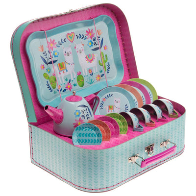 Children's play tin tea set carrying bag children's tableware play kitchen 15