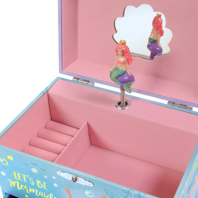 Musical jewelry box with 2 pull-out drawers glitter