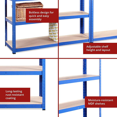 Grack Heavy Duty Shelf 1 Blue Storage Shelf 5 Compartments For Basement Workshop