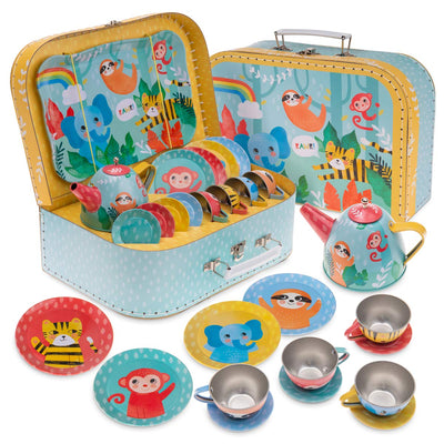 Children's play tin tea set carrying bag children's tableware play kitchen 15