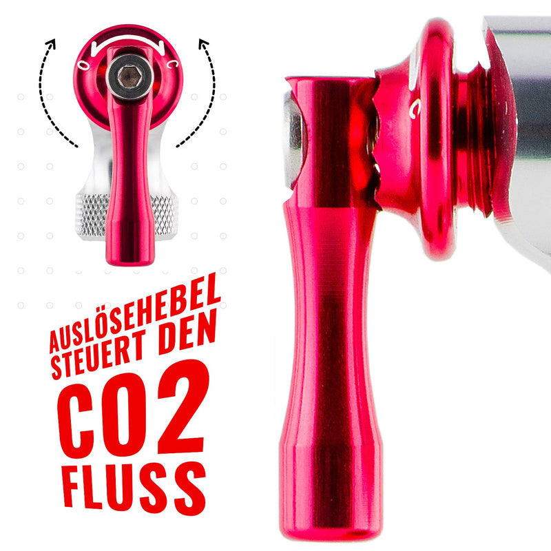 Co2 pump quickly and easily compatible with Presta and Schrader