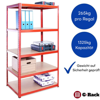 Grack heavy duty shelf 1 red storage shelf 5 compartments for basement workshop