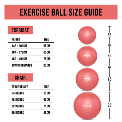 Exercise Ball 55 to 85 Cm Extra Thick Antiburst Yoga Ball with Air Pump