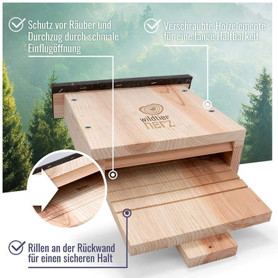 WILD ANIMAL HEART I LARGE BAT BOX ACCORDING TO NABU MADE OF FSC® SOLID WOOD - SCREWED