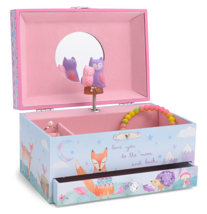 Musical jewelry box for girls with pull-out drawer