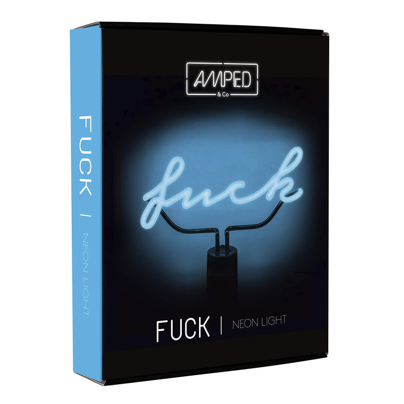 Amped Co Neon Fuck Desk Lamp Real Neon Blue Handmade Glass Large