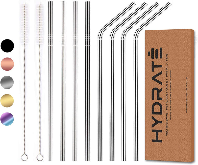 IGADGET ACCESSORIES HUMIDITY [SET OF 8] STAINLESS STEEL DRINKING STRAWS – REUSABLE