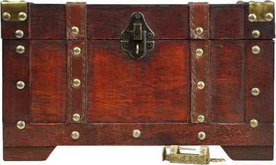 BRYNNBERG TREASURE CHEST LARGE WITH LOCK 28X17X16CM SUITCASE CHEST WOODEN CHEST TREASURE CHEST VINTAGE