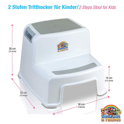 DR. WELLTHY LAMA SAM & FRIENDS - TWO-STEP STOOL FOR CHILDREN FROM APPROX. 18 MONTHS OF PRACTICAL TRAINING