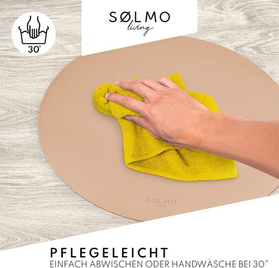 SÖLMO SØLMO I DESIGNER ROUND PLACEMAT MADE OF PU LEATHER - LARGE CHOICE OF COLORS - WIPABLE HEAT RESISTANT I PLACEMAT