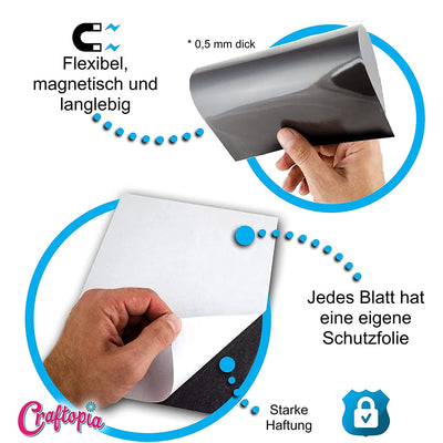 CRAFTOPIA MAGNETIC FILM SELF-ADHESIVE STRONG | 20X25CM 10 PACK | ADHESIVE MAGNETS! - FLEXIBLE PEEL AND STICK