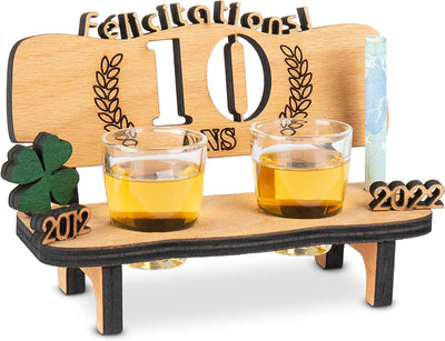 Liquor bench with year number, wooden laurel wreath with number engraving, gift for the 50th