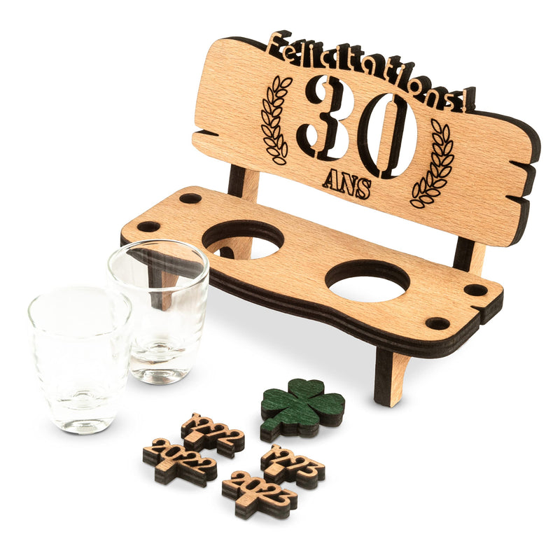 Liquor bench with year number, wooden laurel wreath with number engraving, gift for the 50th