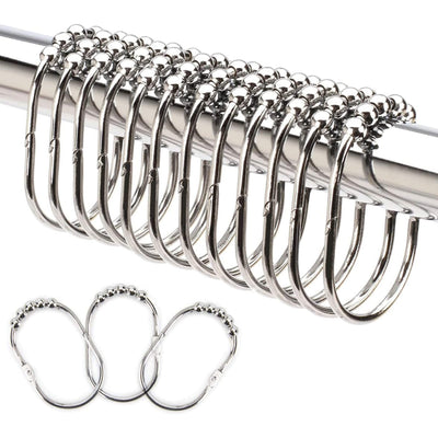 Wide shower curtain rings hooks stainless steel set of 12