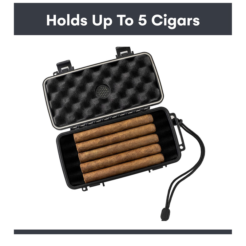 Cigar travel humidors with integrated humidifier disc. Airtight