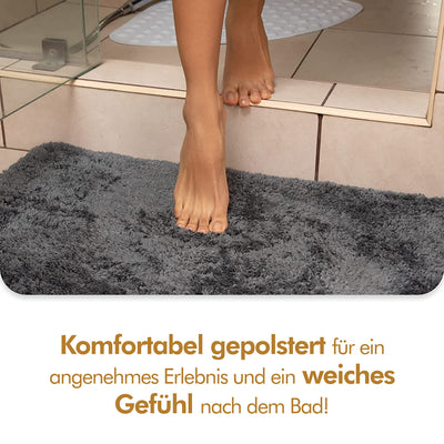 TRANQUILBEAUTY LUXURIOUS GRAY BATH MAT | NON-SLIP MICROFIBER BATH MAT 50X80 CM | SUPER SOFT