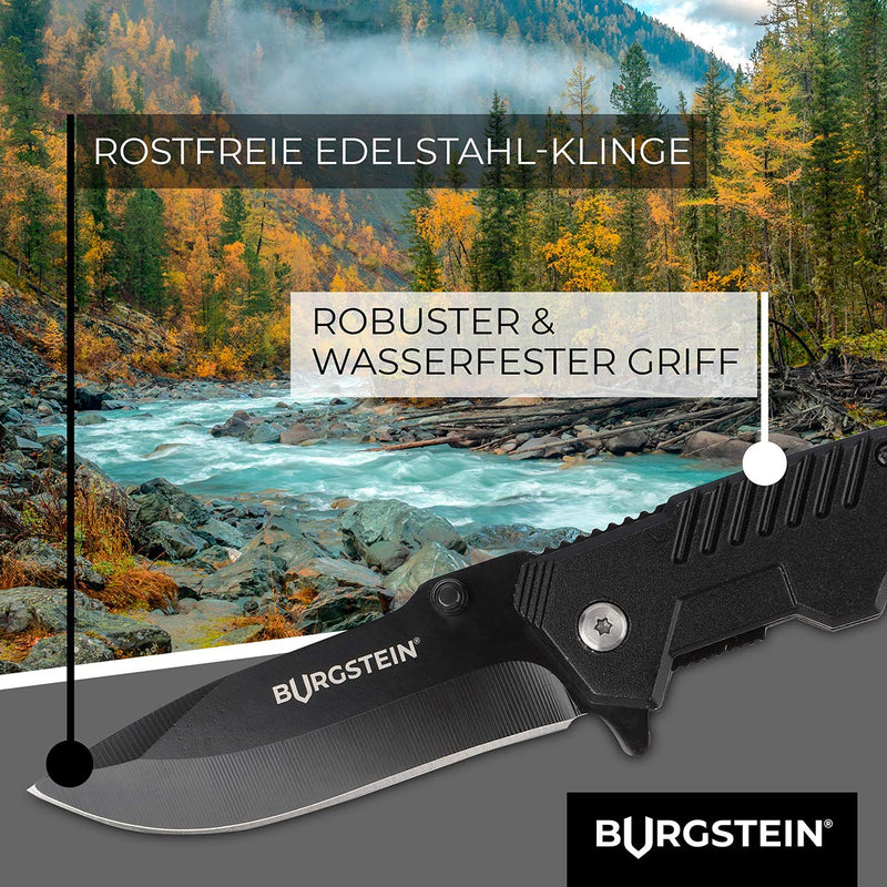 BURGSTEIN ® OUTDOOR POCKET KNIFE “BLACK COMBAT” - EXTRA SHARP