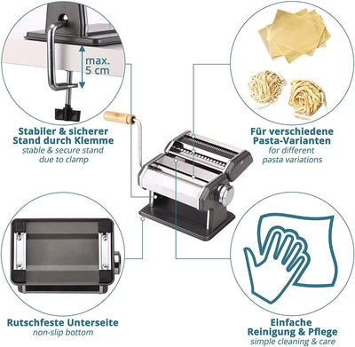 Pasta Maker Pasta Machine Manual Pasta Machine Made of Stainless Steel Chrome for