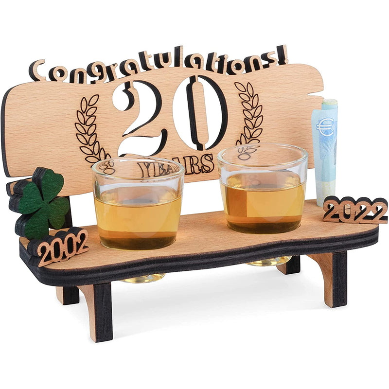 Liquor bench with year number, wooden laurel wreath with number engraving, gift for the 50th