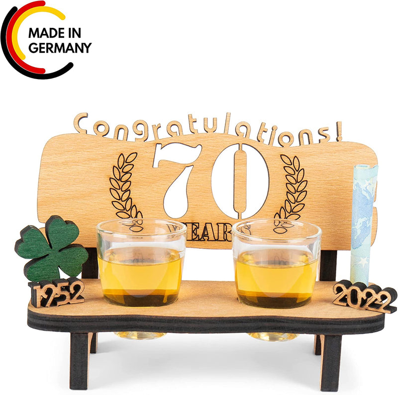 Liquor bench with year number, wooden laurel wreath with number engraving, gift for the 50th