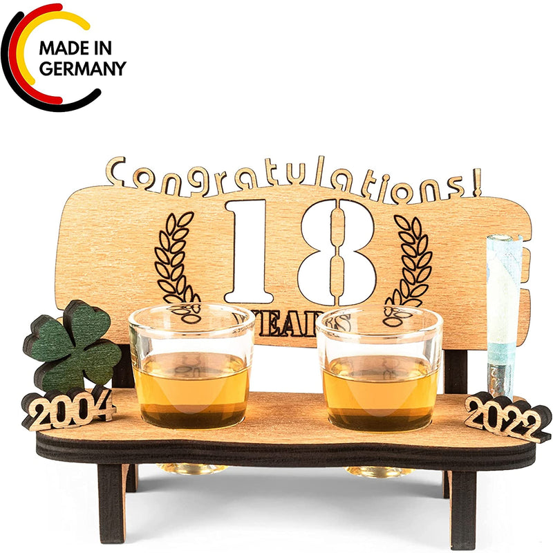 Liquor bench with year number, wooden laurel wreath with number engraving, gift for the 50th